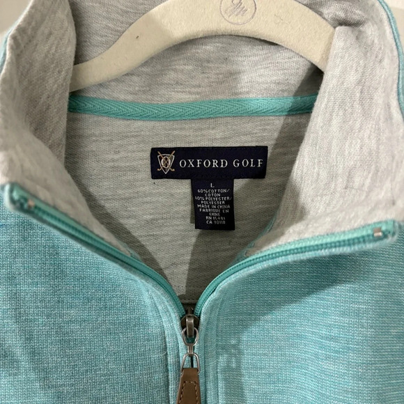 Oxford Golf Vest Mens L Blue 1/4 Zip Pullover Cotton Blend Outdoor Casual Preppy - Picture 14 of 14